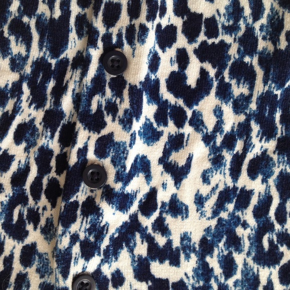 Blue Leopard Cardigan Cotton Blend - Picture 3 of 8